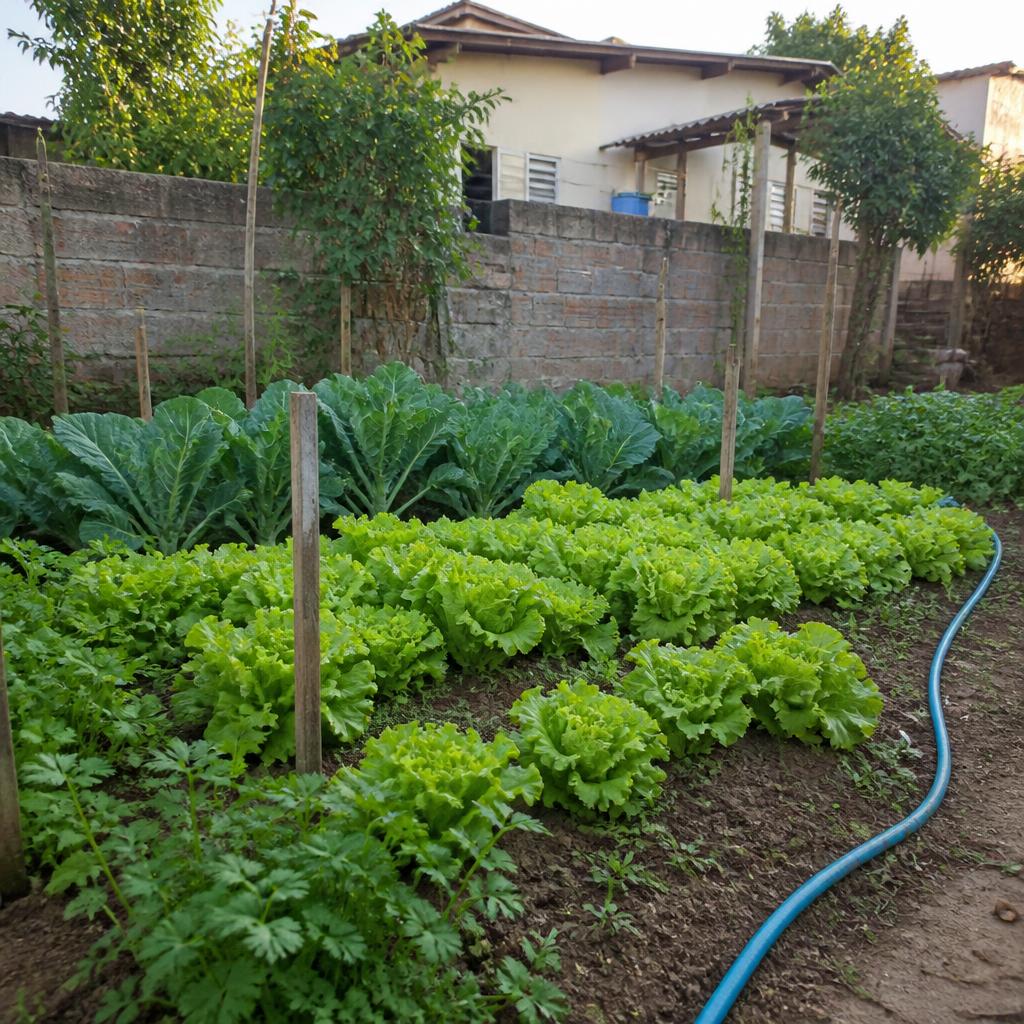Feirante organizando verduras frescas na banca